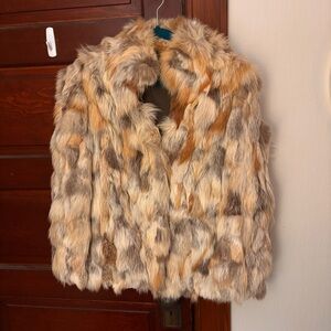 vintage multicolored rabbit fur coat
